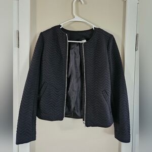 H&M Divided Black Textured Blazer Zip Up Office Date Night Jacket